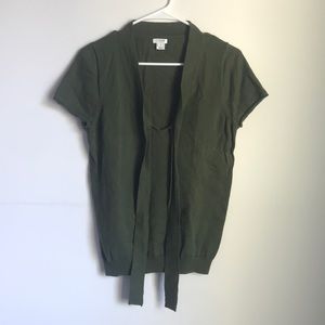 J. Crew cotton short sleeved tie collar blouse